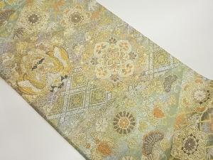 引箔向かい鳥に華文・花唐草模様織出し袋帯